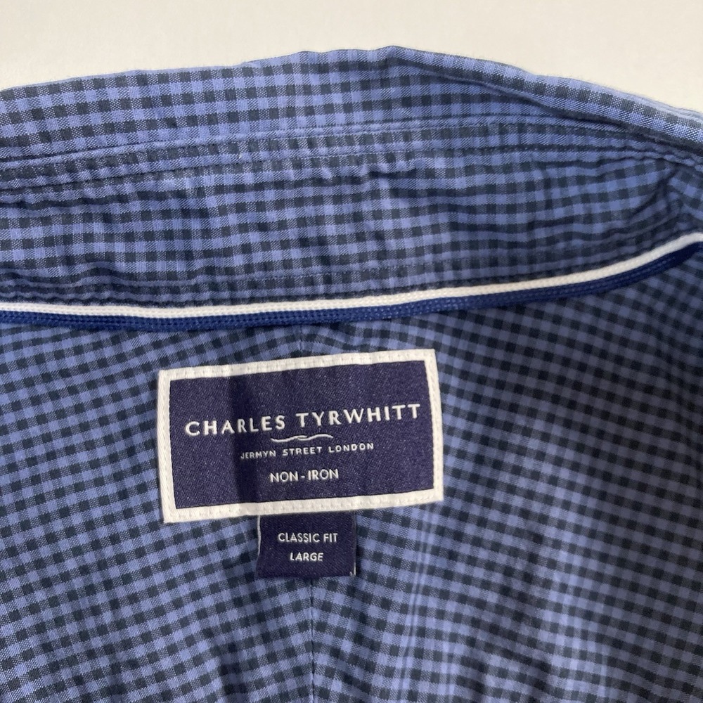 Charles Tyrwhitt Shirt Large Blue Check Classic Weekend Button Down Casual - Picture 3 of 6